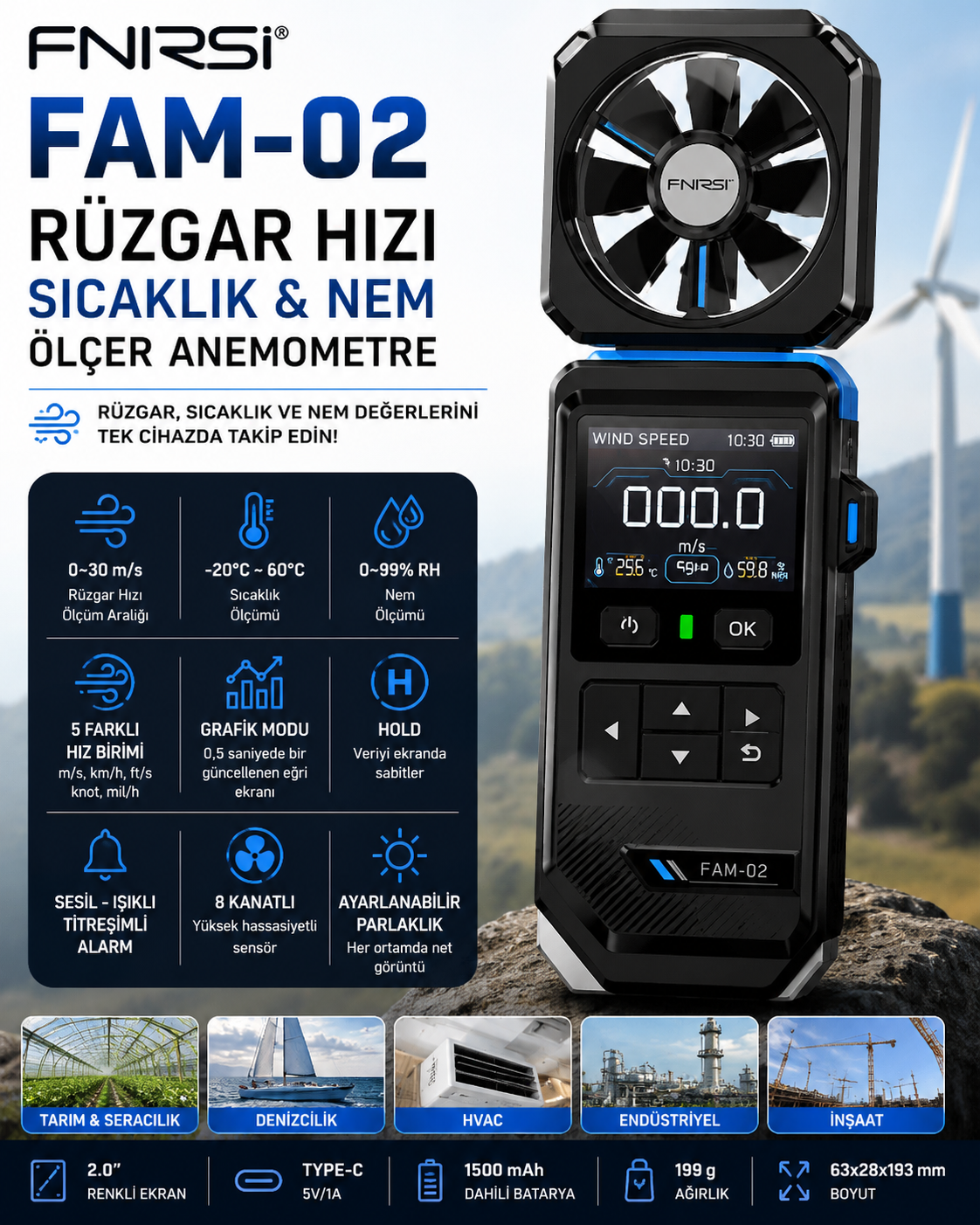 rüzgar hizi ölçer kalibrasyonlu