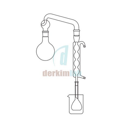 Etanol Tayin Düzeneği Balon 500 ml, Distilasyon köprüsü sıçratma başlıklı NS : 29/32, Soğutucu bullu 30 cm, Balon joje 100 ml, Beher 500 ml