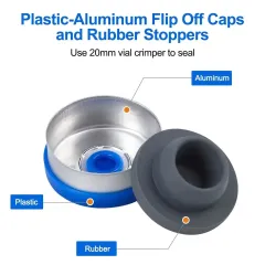 Kapaklı Tıpalı Cam Şişe 100 ml - Flakon Şişe 100Ad/Pk
