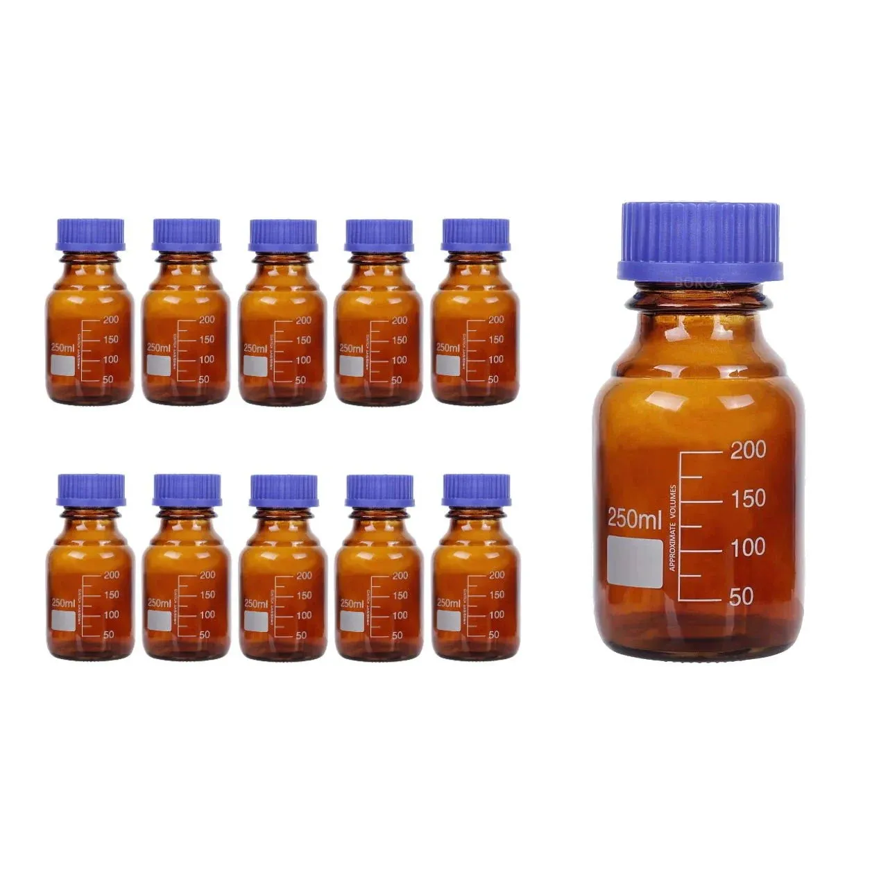 Amber Cam Şişe 250 ml - Vida Kapaklı Boş Numune Şişesi - Otoklav Şişe 10Ad Çok AL & Az Öde