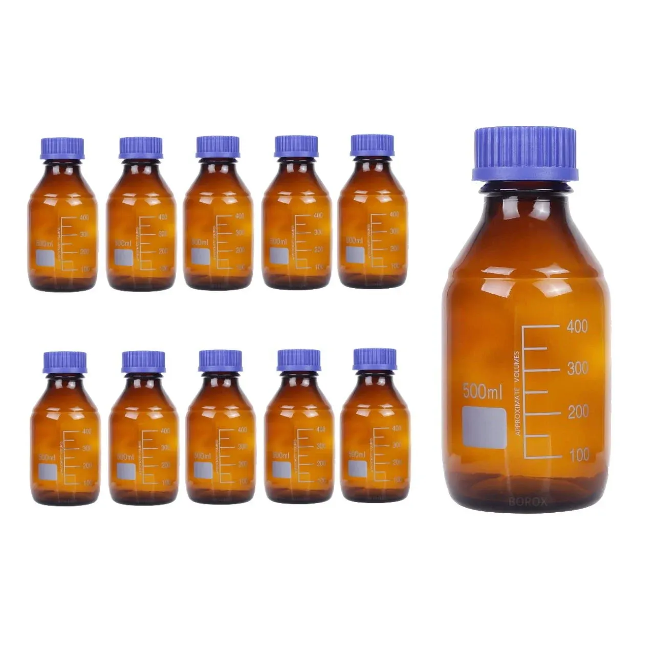Amber Cam Şişe 500 ml - Vida Kapaklı Boş Numune Şişesi - Otoklav Şişe 10Ad Çok AL & Az Öde