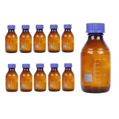 Amber Cam Şişe 500 ml - Vida Kapaklı Boş Numune Şişesi - Otoklav Şişe 10Ad Çok AL & Az Öde