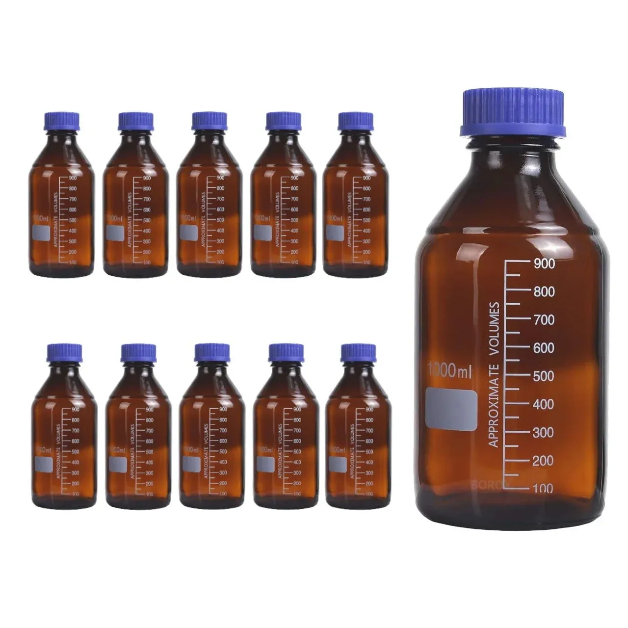 Amber Cam Şişe 1000 ml - Vida Kapaklı Boş Numune Şişesi - Otoklav Şişe 10Ad Çok AL & Az Öde