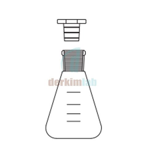 Erlen, Şilifli, Plastik kapaklı 50 ml Hacim, NS : 14,5/23