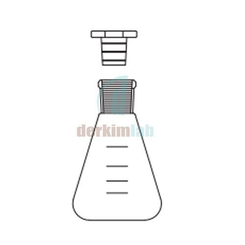 Erlen, Şilifli, Plastik kapaklı 100 ml Hacim, NS : 14,5/23