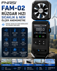 FNIRSI FAM-02 Dijital Anemometre Rüzgar Hızı Sıcaklık ve Nem Ölçer Akredite Kalibrasyon Belgeli