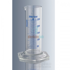 Mezür, Cam, B Sınıfı, Kısa Form, Mavi Renk Taksimatlı, 250 ml