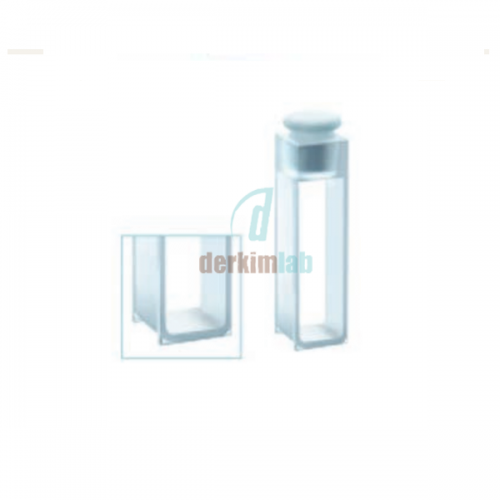 Standart fluorometre küvet, şilifli kapaklı, Quartz 40 mm Işık Yollu, 14.00 ml Hacim
