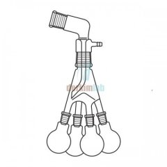 Distilasyon fraksiyonları toplama başlığı, Bredt tipi, 105°  Üst Dişi NS : 29/32-  Merkez Erkek NS : 29/32- Alt Erkek NS : 14.5/23 , 250 ml Balon Hacmi