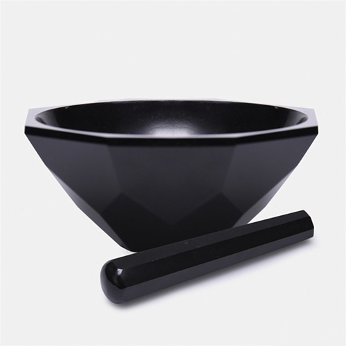 Havan, Agat, Tokmağı İle, Çap 150 mm, Standart Form, Siyah