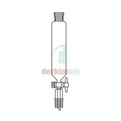 Silindirik tip, Damlatma hunisi, PTFE Musluk 500 ml Hacim, NS : 29/32,  Musluk/Delik Çapı  14.5/4.0 mm