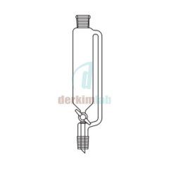 Silindirik tip, Damlatma hunisi, Basınç denge borulu, PTFE Musluk 250 ml Hacim, NS : 29/32,  Musluk/Delik Çapı  14.5/4.0 mm