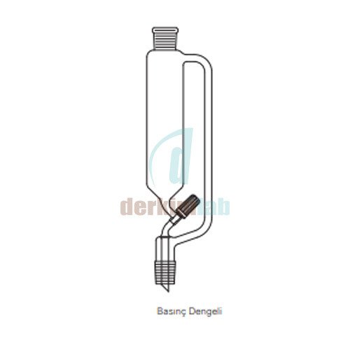 Silindirik tip, Damlatma hunisi, Valf tipi, PTFE, Basınç Dengeli 25 ml Hacim , NS : 14,5/23