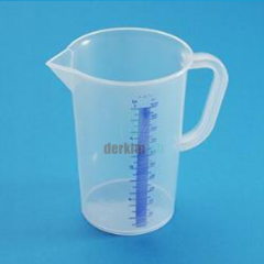 Pp Kulplu Beher, Mavi Taksimatlı, Uzun Form, 1000 ml- 1 Ad.