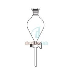 Ayırma Hunisi,Armudi Tip, Cam Musluk 500 ml Hacim, NS : 29/32,  Musluk/Delik Çapı 14.5/4.0 mm