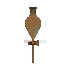 Ayırma hunisi, Armudi tip, Amber renk, Cam Musluk  50 ml Hacim, NS : 19/26,  Musluk/Delik Çapı 12.5/2.5 mm