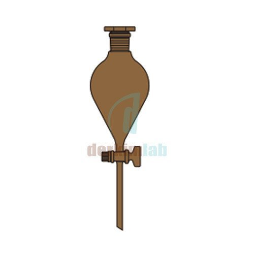 Ayırma hunisi, Armudi tip, Amber renk, Cam Musluk 250 ml Hacim, NS : 29/32,  Musluk/Delik Çapı 14.5/4.0 mm
