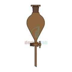 Ayırma hunisi, Armudi tip, Amber renk, PTFE Musluk 500 ml Hacim, NS : 29/32,  Musluk/Delik Çapı 14.5/4.0 mm