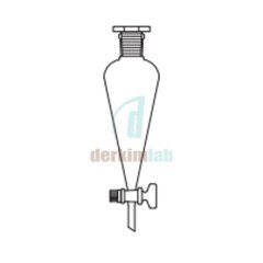 Ayırma hunisi, Konik tip, Cam Musluk  50 ml Hacim, NS : 19/26,  Musluk/Delik Çapı 12.5/2.5 mm