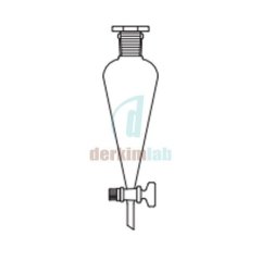 Ayırma hunisi, Konik tip, Cam Musluk 500 ml Hacim, NS : 29/32,  Musluk/Delik Çapı 14.5/4.0 mm
