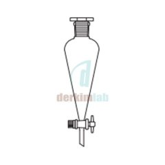 Ayırma hunisi, Konik tip,  PTFE Musluk 500 ml Hacim, NS : 29/32,  Musluk/Delik Çapı 14.5/4.0 mm