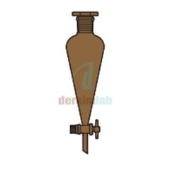 Ayırma hunisi, Konik tip, Amber renk,  PTFE Musluk 1000 ml Hacim, NS : 29/32,  Musluk/Delik Çapı 14.5/4.0 mm