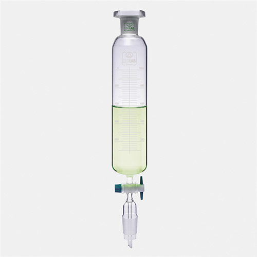 Isolab Silindirik Damlatma Hunisi, Dereceli, PTFE (Teflon) Musluklu, 500 ml