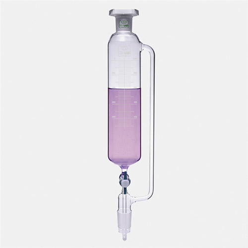 Isolab Silindirik Damlatma Hunisi, Basınç Borulu, Dereceli, PTFE (Teflon) Musluklu - 50 ml