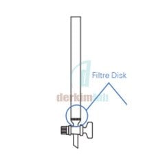 Şilifsiz, Filtreli*, Cam musluklu Boru Çapı 15 mm, Boy 200 mm, 35 ml Hacim