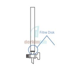 Şilifsiz, Filtreli*, Cam  musluklu Boru Çapı 20 mm, Boy 400 mm, 120 ml Hacim