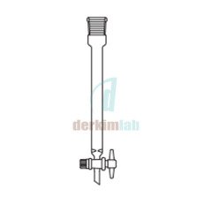Şilifli,  PTFE musluklu Boru Çapı 15 mm, Boy 200 mm, NS : 14.5/23, 35 ml Hacim