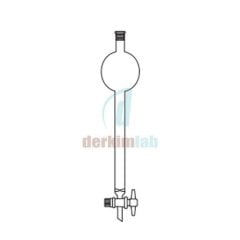 Hazneli Kolon,  PTFE musluklu Boru Çapı 30 mm, Boy 600 mm, 430ml Hacim, 500 ml Rezervuar Hacmi