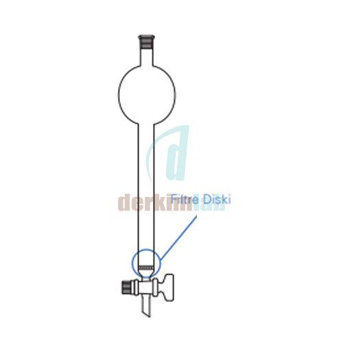 Hazneli Kolon, Filtreli*, Cam  musluklu Boru Çapı 20 mm, Boy 400 mm, 120 ml Hacim, 250 ml Rezervuar Hacim