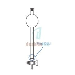 Hazneli Kolon, Filtreli*, Cam musluklu Boru Çapı 40 mm, Boy 800 mm, 1000 ml Hacim, 500 ml Rezervuar Hacmi