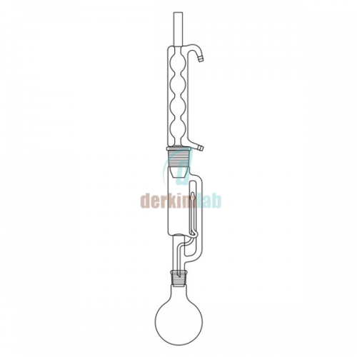 Soxhlet Ekstraksiyon takımı, Bullu soğutuculu 150 ml Ekstaktör Hacmi, 250 ml Balon Hacmi