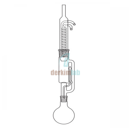 Soxhlet Ekstraksiyon takımı, Dimroth soğutuculu 250 ml Ekstaktör Hacmi, 500 ml Balon Hacmi