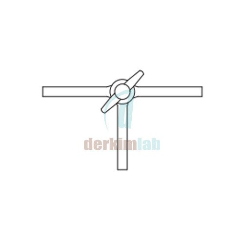 Üç yollu PTFE musluk, vidalı ve contalı NS : 14,5  , 1.5 mm Delik Çapı