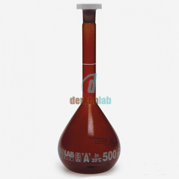 Isolab Balon Joje, Amber, Cam,Class A, PP Kapaklı, Grup Sertifikalı Beyaz Skala, 2000 ml - NS 29/32 Şilif