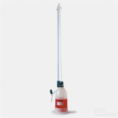 Isolab Büret Otomatik, Şilling, Şeffaf, As Kalite,  Grup Sertifikalı, Şelbah Çizgili, Mavi Skala, 50 ml
