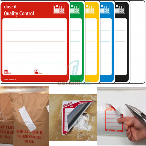 Buerkle Close-it Gıda Sınıfı Mühür ve Kontrol Etiketi, Beyaz 95x95mm (500)