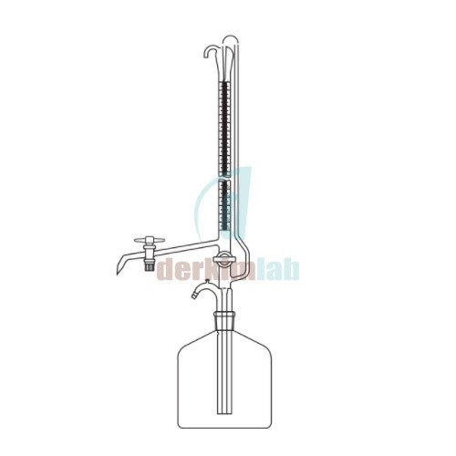 Büret Otomatik, Çift PTFE musluklu, Şeffaf, Depolu 10 ml Hacim , 0.02 ml Tolerans