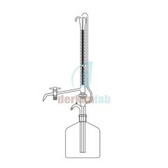 Büret Otomatik, Çift PTFE musluklu, Şeffaf, Depolu 25 ml Hacim , 0.05 ml Tolerans