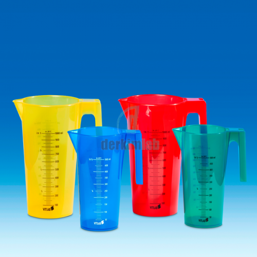 Beher-Kulplu, Plastik (Pp) Mavi Renk, Siyah Taksimatlı, Baskılı, Konik Tip 500 ml