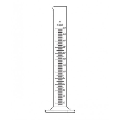 Mezür, Uzun tip, Altıgen tabanlı 25 ml Hacim