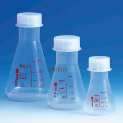 Erlenmayer (Pmp), Geniş Boyunlu, Kırmızı Baskılı, Şeffaf, Vida Kapaklı (Pp) 100 ml