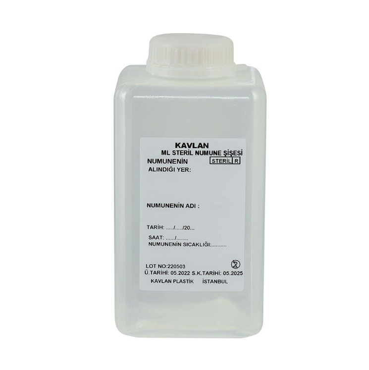 Su Numune Şişesi 500 Ml Pp Tiyosülfatsız Steril Şeffaf