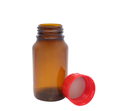 Cam Amber Şişe  500ml Kırmızı Kapaklı Geniş Boyunlu