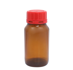 Cam Amber Şişe  500ml Kırmızı Kapaklı Geniş Boyunlu