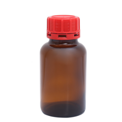 Cam Amber Şişe  250ml Kırmızı Kapaklı Geniş Boyunlu