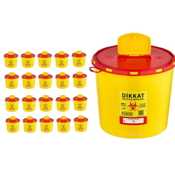 Tıbbi Atık Kovası 1,3 L - Medikal Atık Kutusu 10AD/PAKET Çok AL & Az Öde